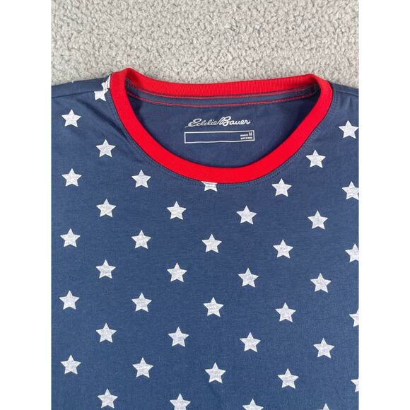 Eddie Bauer Shirt Womens Medium Blue Stars American Flag 4th Of July Freedom - Picture 2 of 11